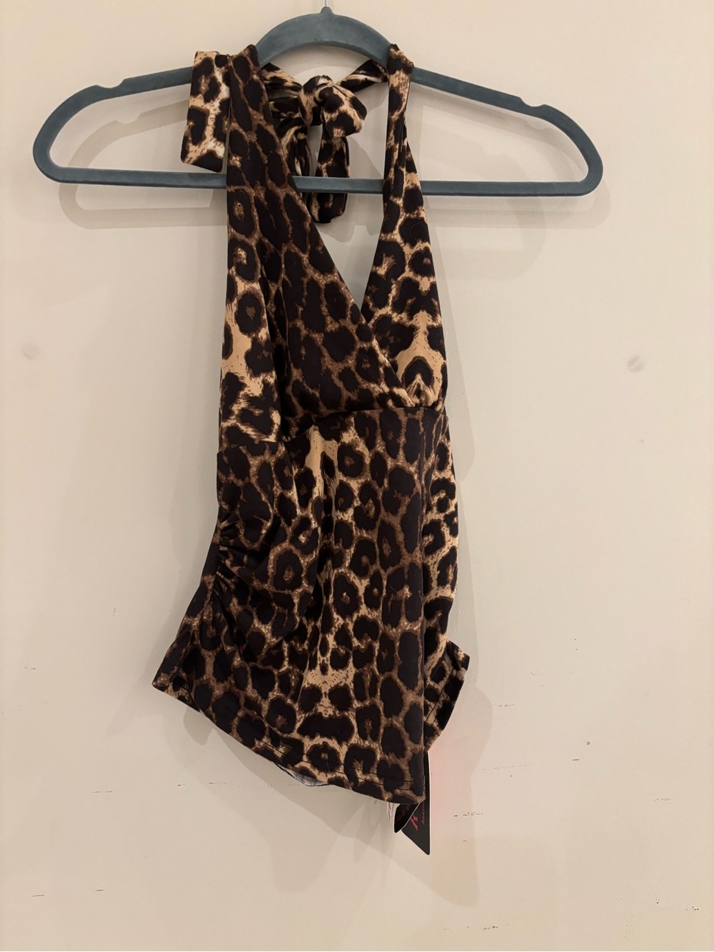 ROMWE Leopard Print Halter Camisole - Brown & Cream